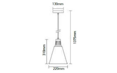 Závesný luster kužeľ čierno-medený priemer 220 mm