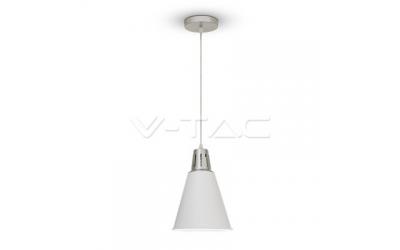 Závesný luster kužeľ bielo-chrómový priemer 220 mm