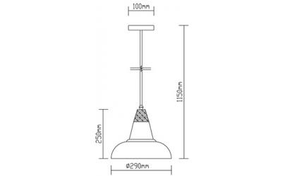Betónový luster s dreveným vrškom 290 mm