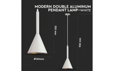 Kužeľový biely hliníkový luster na E27 žiarovku priemer 160 mm