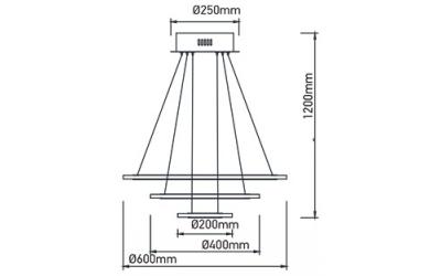 LED luster závesný 80 W 3-kruhový stmievateľný teplá biela