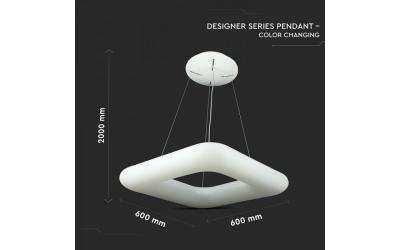 LED dizajnové závesné svietidlo štvorcové 42 W s meniteľnou farbou svetla a stmievateľné