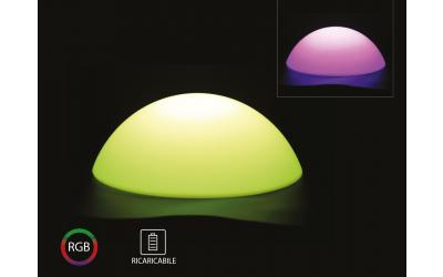 Nabíjateľné záhradné dekoratívne svietidlo pologuľa RGB priemer 50 cm IP54