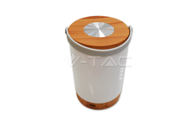 Nabíjateľná LED stolná lampa 5 W so zabudovanou Power bankou stmievateľná, imitácia dreva