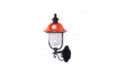 Retro nástenná lampa na E27 žiarovku čierna s medenou strieškou