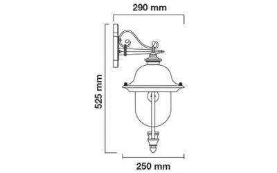 Retro nástenná lampa na E27 žiarovku čierna s medenou strieškou