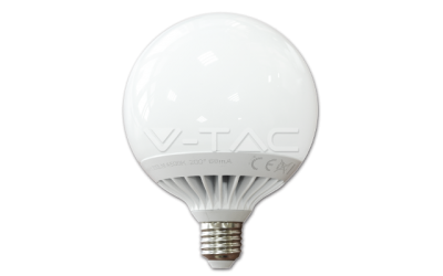 LED žiarovka E27 guľa G120 13 W denná biela plastpvá