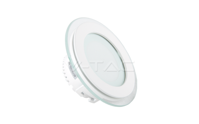LED panel kruhový, 6 W, studená biela, 120°, zabudovateľný, hliník+ sklo, SMD 2835
