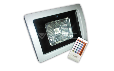 LED reflektor PREMIUM 10 W s diaľkovým ovládaním, RGB, šedý