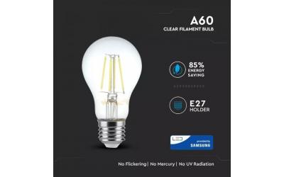 LED žiarovka filament E27 6 W teplá biela klasická číra 5 rokov záruka