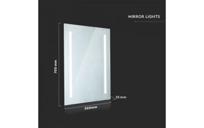 LED kúpeľňové zrkadlo 27 W s meniteľnou farbou svetla obdĺžnik 70x50 cm s protizahmlievacím systémom dotykové ovládanie