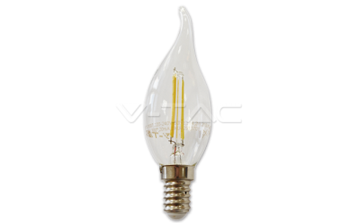  LED žiarovka filament E14 sviečka so špičkou 2W teplá biela