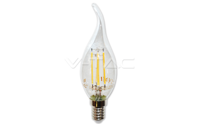 Retro LED žiarovka E14 sviečka so špičkou 4W teplá biela