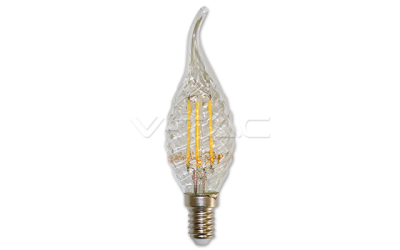Retro LED žiarovka E14 sviečka TWIST  so špičkou 4 W teplá biela