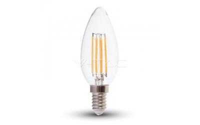 LED žiarovka E14 sviečka filament 6 W denná biela číra 