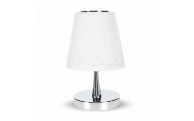 LED retro stolná lampa 5 W denná biela chróm + biele tienidlo stmievateľná