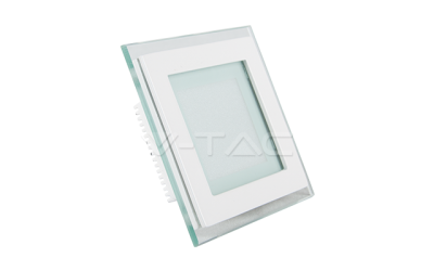 LED panel štvorcový zapustený 6 W studená biela hliník+ sklo 