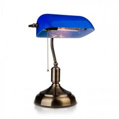 Stolná lampička E27 retro BANKERS modrá