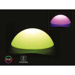 Nabíjateľné záhradné dekoratívne svietidlo pologuľa RGB priemer 50 cm IP54