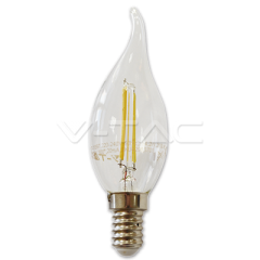  LED žiarovka filament E14 sviečka so špičkou 2W teplá biela