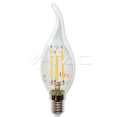 Retro LED žiarovka E14 sviečka so špičkou 4W teplá biela