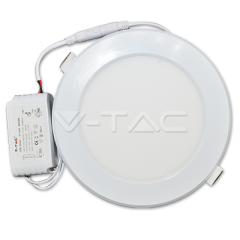LED panel zapustený kruhový, 12W, teplá biela, plastový biely