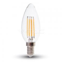 LED žiarovka E14 sviečka filament 6 W denná biela číra 