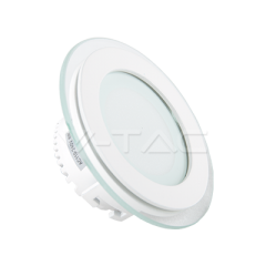 LED panel kruhový, 6 W, studená biela, 120°, zabudovateľný, hliník+ sklo, SMD 2835