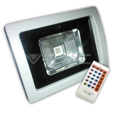 LED reflektor PREMIUM 10 W s diaľkovým ovládaním, RGB, šedý