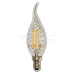 Retro LED žiarovka E14 sviečka TWIST  so špičkou 4 W teplá biela