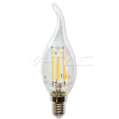 Retro LED žiarovka E14 sviečka so špičkou 4W, SMD teplá biela, stmievateľná