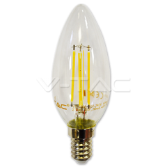 LED žiarovka E14 sviečka 6 W filament teplá biela číra