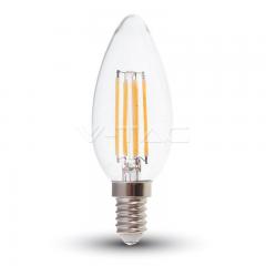 LED žiarovka E14 sviečka filament 6 W studená biela číra 