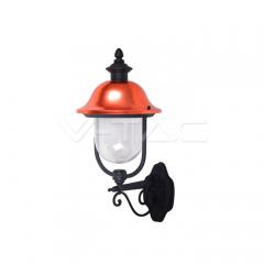 Retro nástenná lampa na E27 žiarovku čierna s medenou strieškou