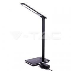 LED stolná lampa čierna 5 W s bezdrôtovou nabíjačkou a nastaviteľnou farbou svetla