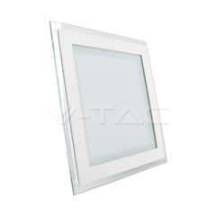 LED panel štvorcový, 12 W, teplá biela, 120°, zabudovateľný, hliník+ sklo, SMD 2835